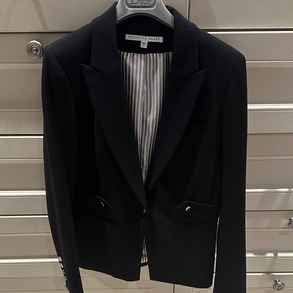 Veronica Beard Black Single-Button Tailored Blazer